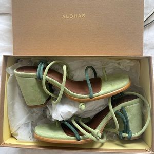 ALOHAS Grace Green Suede Sandals- NWT